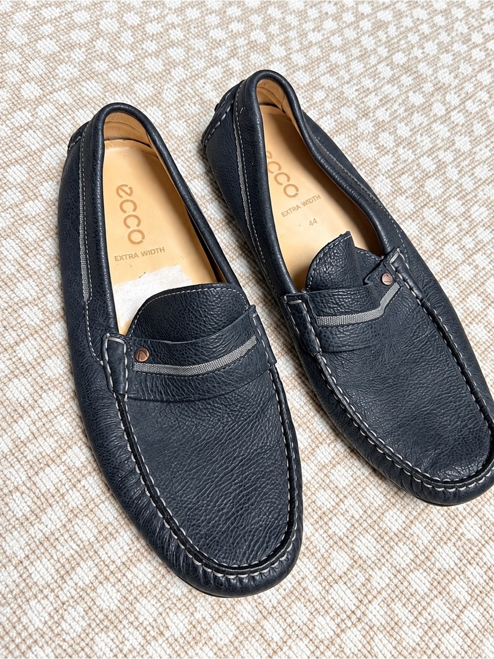 ECCO Men’s Black Leather Loafers / Driving Shoes – Size 44 Extra Width